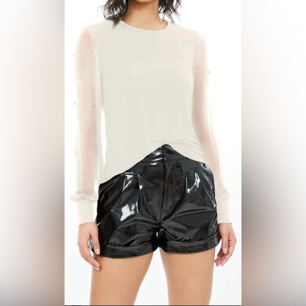 GENERATION LOVE Melina Pearl Sheer Sleeve Blouse Top Ivory S NWOT